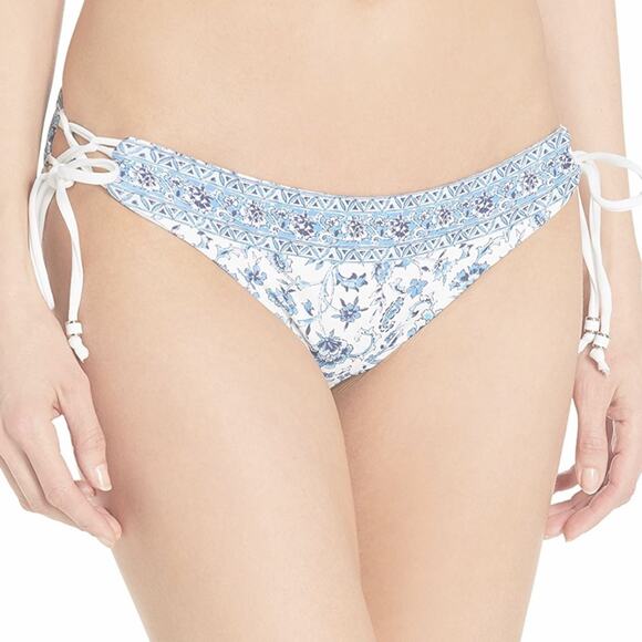 SHOSHANNA SWIMWEAR Women's Blue/White Chambray Paisley Floral Swim Bottoms sz XL - Picture 2 of 5